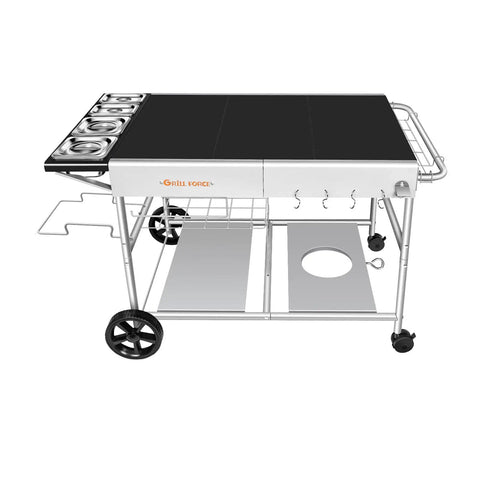 Pizza Oven Table With Topping Station For Outdoor Grills And Griddle Cart Prep Table Fits Ninja Woodfire Blackstone.