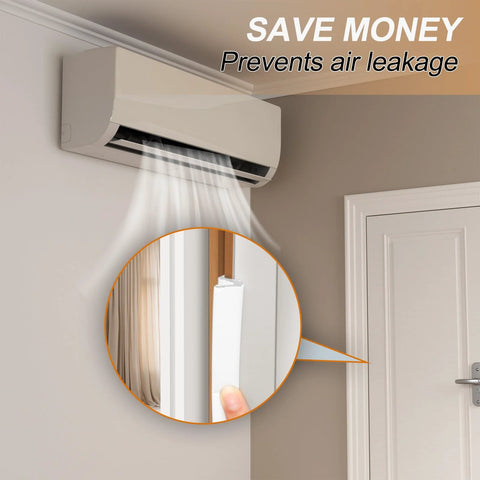 40 Foot Door Weather Stripping Seal for Kerf Front Exterior Doors, Easy Fit installation shown on door frame next to AC unit.