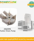 No Sweat Wp3363394 Washing Machine Drain Pump Replacement for Whirlpool Maytag Kenmore, featuring dual hoses and direct drive design.