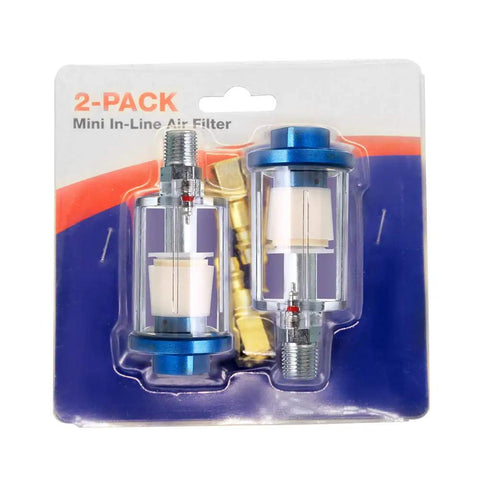 Pack of 2 Water Oil Separator Filter Set For Spray Guns And Air Compressors One Quarter Inch NPT Thread Inlet And Outlet Aluminum Housing