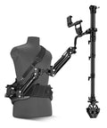 G Axis 10K Stabilizer Arm Vest System For Handheld Cameras And Gimbals, Converts To Body Mounted Rig, with arm and carbon fiber post