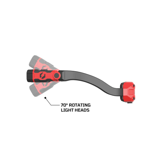 Rechargeable Neck Light 350 Lumens Pivoting Heads Red Hands-Free Comfort-Fit ABS Band 70-Degree Beam Adjustment side view