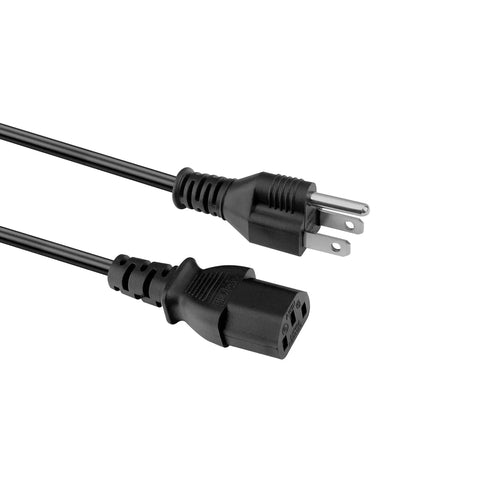 Straight Up UL Certified 6Ft AC Power Cord That Fits The Bill For Portable Power Stations, Desktops, Monitors, Printers, And Scanners With Plug And Play Convenience showing black 6ft cable with plug and socket ends.