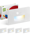 Recessed Outdoor Step Light Fixture With 3CCT Dusk To Dawn, Motion Sensor, Photocell, Waterproof ETL Listed, Low Watt 3W 120LM, White
