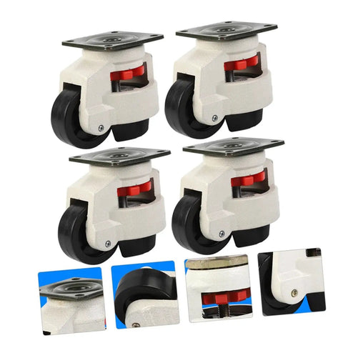 Heavy Duty Adjustable Swivel Leveling Caster Set For Workbenches And Machinery Side Mount Wheels Beefy Rugged Industrial Furniture Transport Casters 60mm Flat Base 4 Pack, 60mm nylon wheel