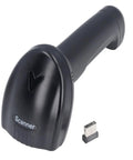 Wireless Barcode Scanner 1D 2D Handheld Reader For Supermarket Delivery Plug And Play No Driver Needed Long Range Transmission ABS Material Durable Portable shown with USB receiver