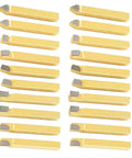 Top Notch 20 Piece 1/4 Inch Carbide Lathe Tool Set For Heavy Duty CNC And General Lathes, showing yellow and gray precision steel bits.