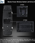 Left Driver Side Power Window Switch For Chrysler Town And Country 2012 2013 2014 2015 2016 Dodge Grand Caravan 3-pin 0-pin design
