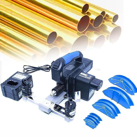 Heavy Duty Electric Copper Tube Bender With 2000mAh Battery 1/4 To 7/8 Inch Pipe Bending Tool for refrigeration with blue bends.