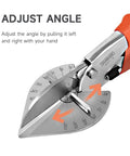 Close-up view of Multi Angle Miter Shear Cutter With Adjustable 45 To 135 Degrees And Safety Lock for DIY Home Improvement Cutting