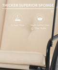 Close-up of 3-Seater Outdoor Porch Swing beige cushions showing thicker superior sponge features.