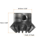 Front view of 12-tooth pinion from Bevel Gear Set One To One 12 Teeth Pinion With 6mm Shaft Hole One Point Five Module 90 Degree Steering Gear