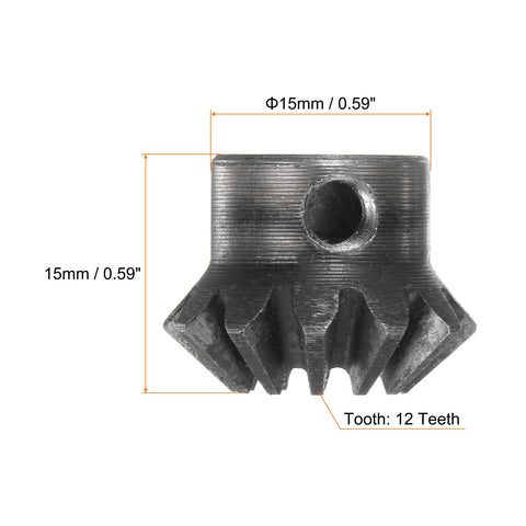 Front view of 12-tooth pinion from Bevel Gear Set One To One 12 Teeth Pinion With 6mm Shaft Hole One Point Five Module 90 Degree Steering Gear