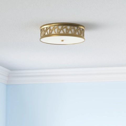 12 Inch Birds Nest LED Flush Mount Light 16W Dimmable 3000K-5000K Warm To Cool White CRI Over 90 Antique Brass Gold Finish Modern Round