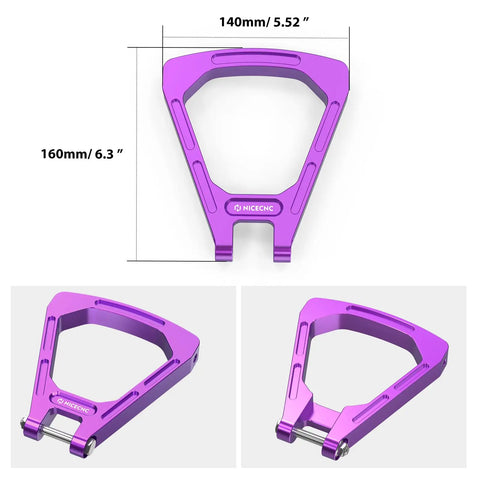Rear Linkage Beefed Up Shock Absorbing Triangle Bracket Heavy Duty Off Road Upgrade With 3mm Thickened 6mm Wider Walls Inner Surface Thickened 5mm And Moved Out 10mm For Maximum Impact Protection, purple 6061 aluminum, 160mm x 140mm