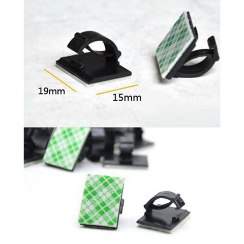 Premium Adhesive Cable Management Clips Super Sticky Backing Clean Pop Off No Damage Wire Cord Organizers For Home Office Desk Tidying Solution Heavy Duty Plastic Holder Gonna Lock In Tight, 19mm x 15mm size.