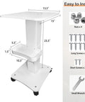 Esthetician Cart With Three Tiers Rolling Beauty Trolley Featuring 360 Degree Silent Wheels And Aluminum Alloy Tray, assembly parts shown