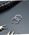5 Piece Stainless Steel Internal C Clip Snap Ring Set for Shafts and Pins displayed with tools, showcasing the durable 304 material.