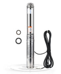 Heavy Duty 4 Inch Stainless Deep Well Submersible Pump 1.5HP 230V 60Hz, 27GPM Flow, 259 ft Head, Includes 33 ft Cord and Check Valve, IP68 Waterproof