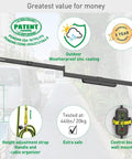Heavy Duty EV Charging Cable Wall Mount Retractor Arm With Badass Weatherproof Zinc Coating For Indoor Outdoor Electric Vehicle Cord Management and Clean Safe Driveway Setup, showing weatherproof design and height adjustment.