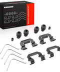 Front Disc Brake Hardware Kit For Hyundai Elantra 2018 2020 1.6L, Hyundai Tucson 2018 2021, Kia Sportage 2018 2022 2.4L With Anti Rattle Clips Shims Caliper Hardware Reference 13750Q shown with components and packaging.