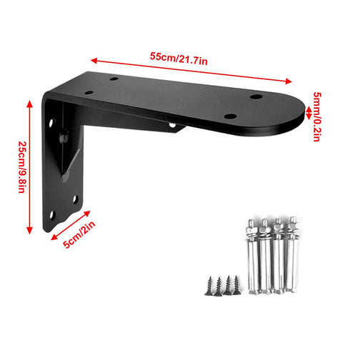 Heavy Duty L Brackets For Walls Rock Solid Wrought Iron Shelf Supports With Screws, 55cm matte black bracket with included screws.