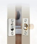 Close-up view of 4 pack adjustable ball catch door latches with spring tension and screws hardware mounted on door frame.