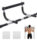 Super Heavy Duty Doorway Pull Up Bar Beast Featuring Thickened Steel Frame And Comfortable High Fiber Foam Handles For Chin Ups and Intense Home Gym Grinds Holding 440 Pounds Securely, mounted in doorway.