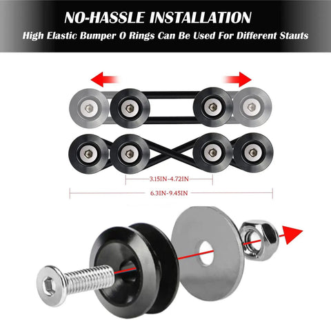 Diagram of Beefy Bumper Quick Release Kit 14 Piece For Front And Rear Bumpers With O Ring and stainless steel bolts.