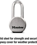 Magnum Heavy Duty Solid Steel Padlock With Key For Outdoor Gates And Sheds, front view showing boron-carbide shackle.