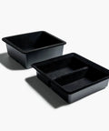 Tesla Model 3 Y Center Console Storage Trays Flocked Accessory Organizers Fit 2017 To 2023, two black flocked trays.