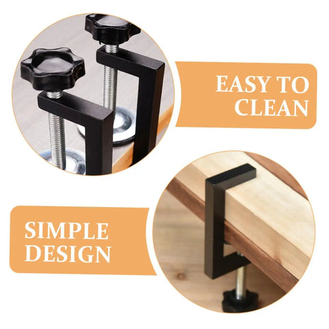 Rattan Furniture Clamp 2 Pack For Patio And Sectional Sofas, showing easy install metal sofa clips on wood surface.
