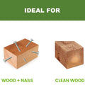 Diagram showing wood with nails and clean wood, ideal for Heavy Duty Installer Drill Bit Set For Wood With Nails One Quarter Inch.