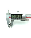 Digital caliper measuring at 0.195 inches, ideal for precise measurements in metalworking and woodworking.