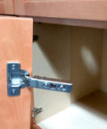 Smooth Operator Soft Close Hinges Full Overlay Clip On Build With Integrated Dampers For Frameless Cabinets No Sweat Setup, installed on a cabinet door.