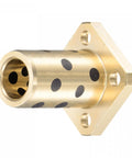 Pro Grade Sleeve Bearings With Square Flanged Heads Featuring Hassle Free Self Lubricating Graphite Bushings 12mm Bore And 18mm OD Plus 35mm Length showing brass bearing with graphite lining and flanged head.