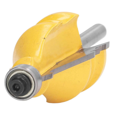 One Quarter Inch Shank Router Bit For Woodworking, Carbon Steel Alloy Cutter, yellow body, front view, CNC tool for molding and trimming