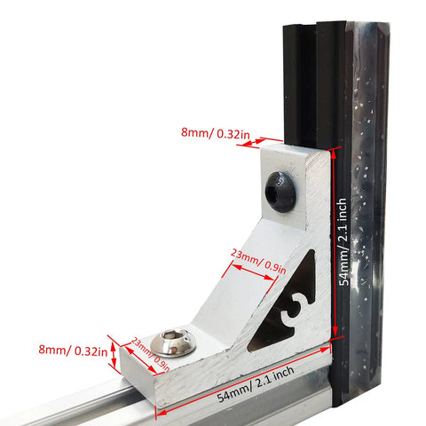 Heavy Duty 10 Series L Bracket Connector Kit For 1010 Aluminum Extrusion corner assembly with measurements