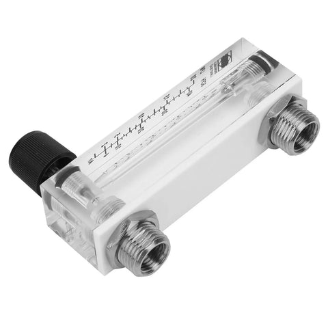Go-To Adjustable Panel Mount Gas Flow Meter For Welding And Air Systems, Brass Female BSP Quarter Inch Fittings, Clear Acrylic Body