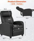 Dimensions of Leather Black Recliner Sofa Massage Chair With Home Theater Vibes Kick Back And Unwind With 8 Massage Modes