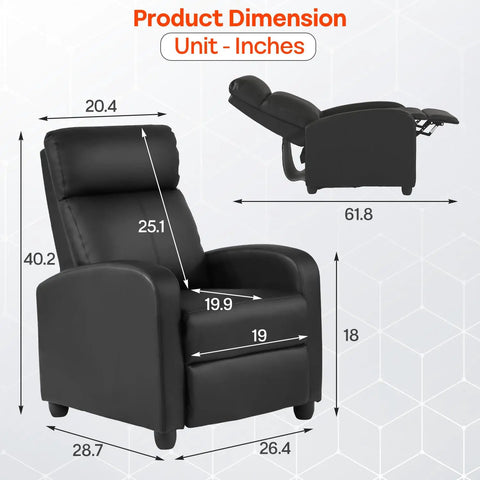 Dimensions of Leather Black Recliner Sofa Massage Chair With Home Theater Vibes Kick Back And Unwind With 8 Massage Modes