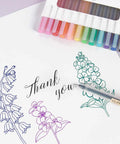 Ultra Fine Point 0.38mm Gel Pens Set, 12 Dope Colors For Note Taking, journaling with floral and 'thank you' design