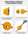 Guide showing steps to use Electric Drill PVC Pipe Threader Kit With Internal And External Threading For One Half Inch Three Quarter Inch And One Inch NPT Pipes Works With Any Drill For Quick Easy Pipe Threading On The Job