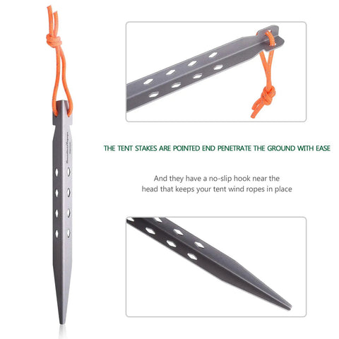 Ultralight Titanium Tent Pegs 165mm V-Shaped Stakes For Soft Ground Camping Gear Six Pack Durable Rust Resistant Nails