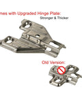 Upgraded Clip On Lazy Susan Corner Hinge 165 Degree Concealed Self Closing Cabinet Hardware next to old version