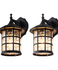 10 Inch Black Outdoor Coach Lights With Seeded Glass Shade Waterproof Patio Wall Lights for Porch, Wet Location Ready, Pack Of 2