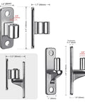 Front and side views of Insaga 304 stainless steel gate hinge, 5/8'' pin, 2-pack wall-mount for gates up to 600 lbs