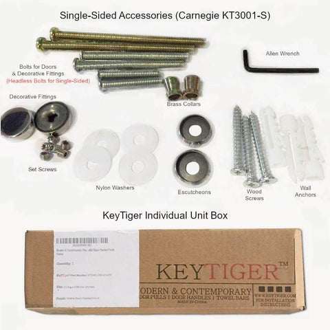 Single-sided accessory kit for 24 Inch Matte Black Stainless Steel One Sided Door Pull Handle For Wood Glass Metal Doors And Sliding Glass Shower Doors Modern Contemporary Push Pull Bar For Home Office And Commercial Use Must Have showing various screws and components
