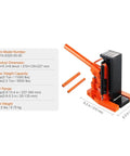 Heavy Duty Hydraulic Toe Jack With 2.5 Ton Lift Capacity, orange color, featuring compact size and manual lever for easy lifting.