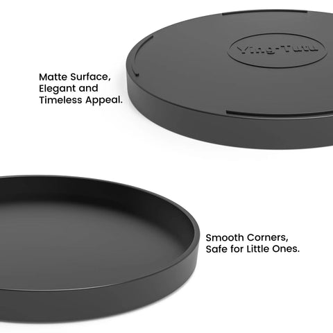 Slick Round Black Abs Vanity Tray For Bathroom Counter 9 Inch Durable Water Proof Dresser Organizer For Perfume Candles And Soap Holders Clean Home Storage Flex